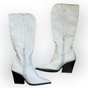 SheIn | Women’s Denim Western Boots – Light Blue Wash | Statement Boots